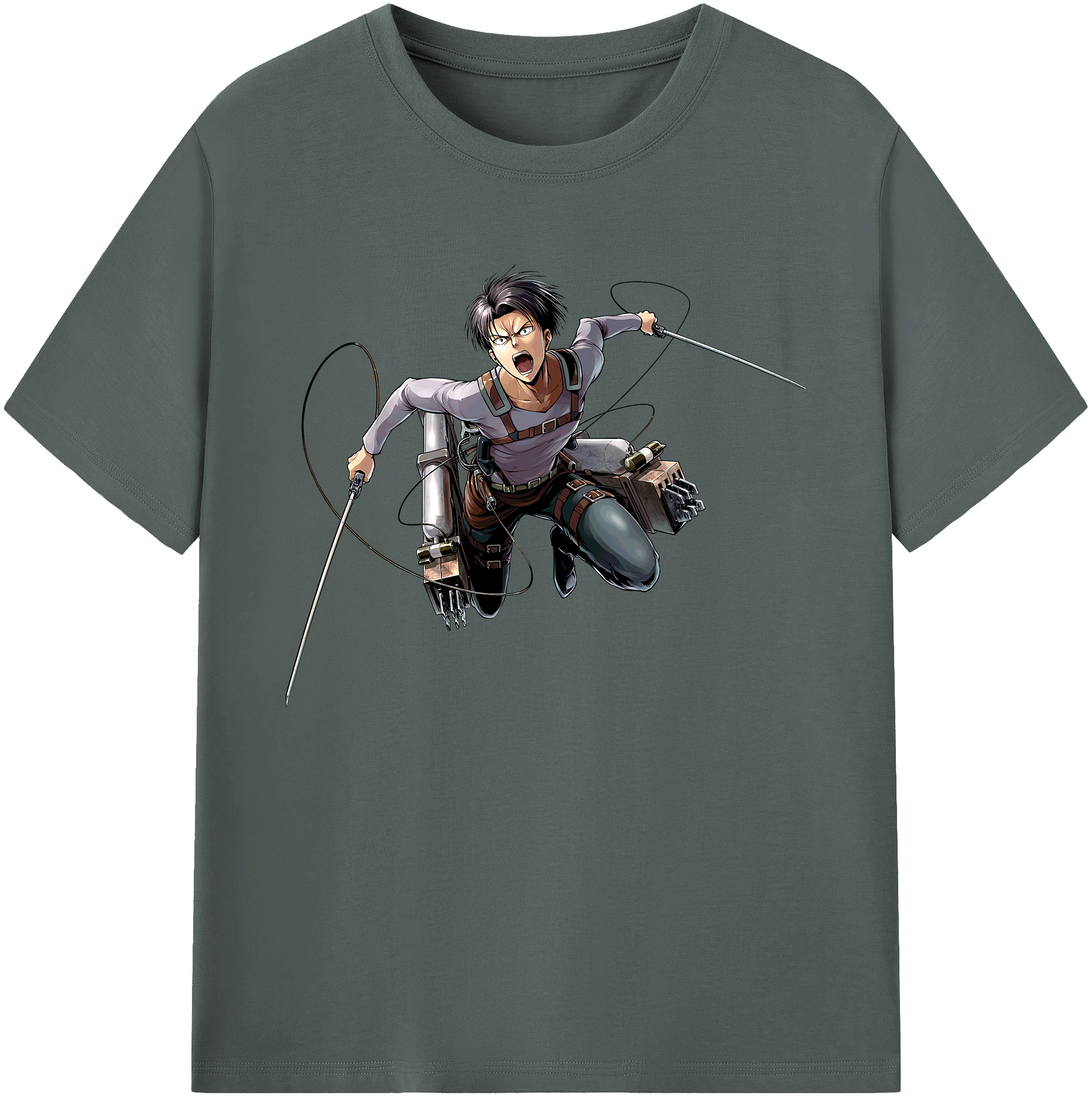 （画像用） 進撃の巨人 リヴァイ·アッカーマン Attack on Titan Levi Ackerman 綿100％ メンズ半袖Tシャツ｜肌触りやわらか＆通気性